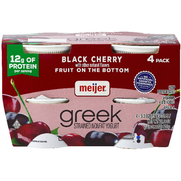 slide 1 of 1, Meijer Greek Yogurt Black Cherry, 4/5.3 oz
