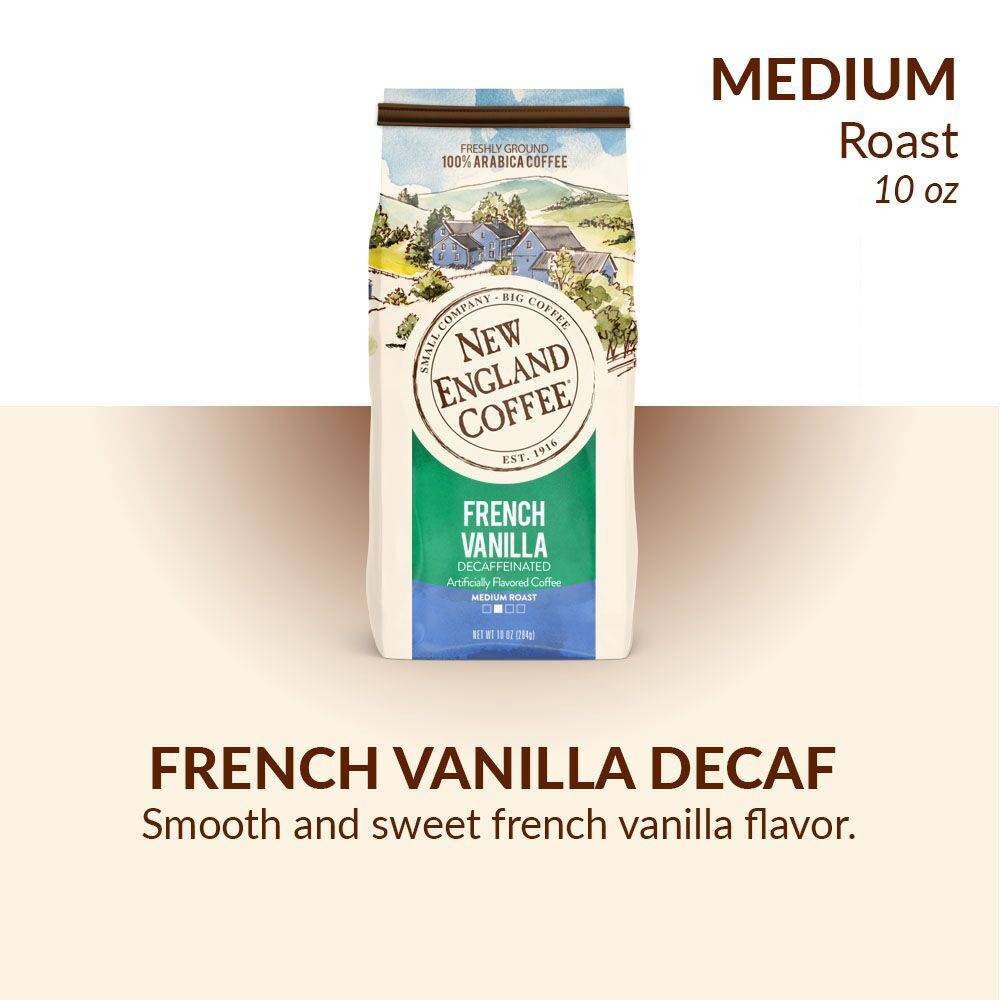 slide 1 of 6, New England Coffee New England French Vanilla Decaf Medium Roast Ground Coffee- 10 oz, 10 oz