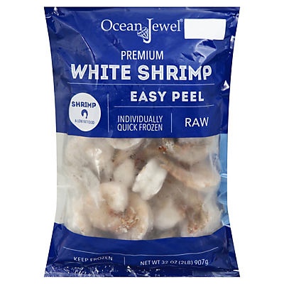slide 1 of 1, Ocean Jewel Extra Jumbo Raw White Shrimp, 16-25ct /lb, 32 oz