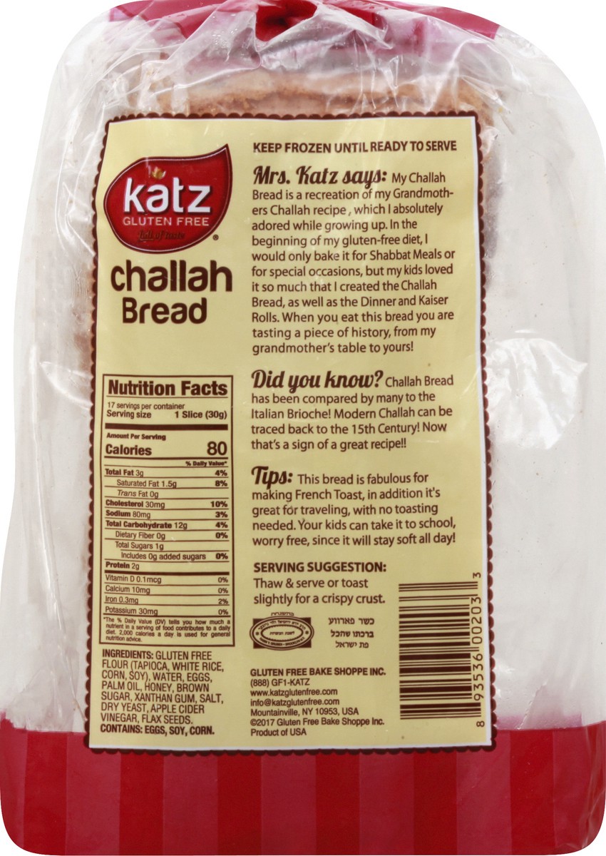 slide 10 of 13, Katz Gluten Free Sliced Challah Bread 18 oz, 18 oz