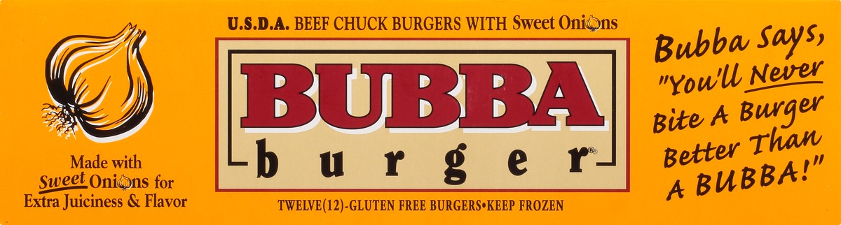 slide 9 of 9, BUBBA Burger Beef Chuck with Sweet Onions Burgers 12 ea, 12 ct