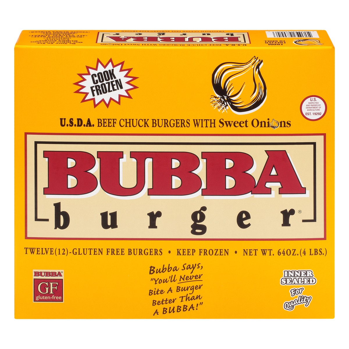 slide 1 of 9, BUBBA Burger Beef Chuck with Sweet Onions Burgers 12 ea, 12 ct