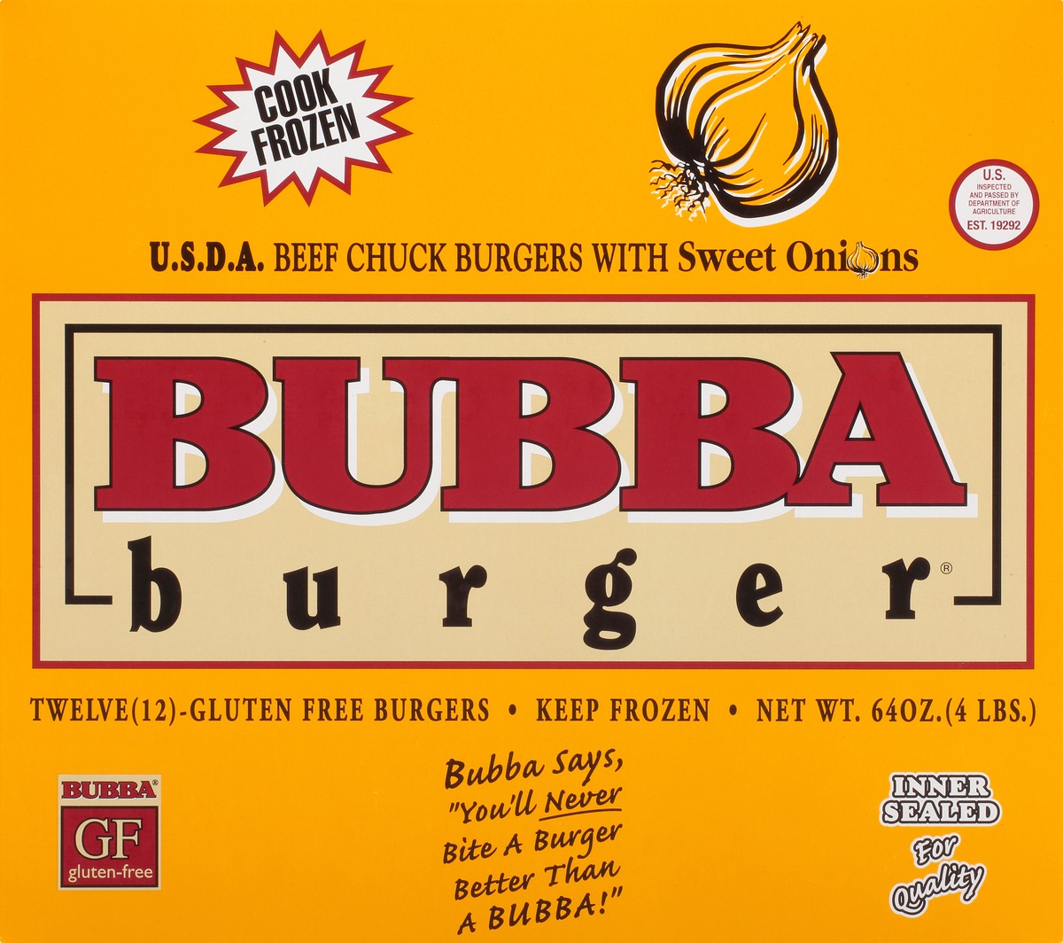 slide 2 of 9, BUBBA Burger Beef Chuck with Sweet Onions Burgers 12 ea, 12 ct