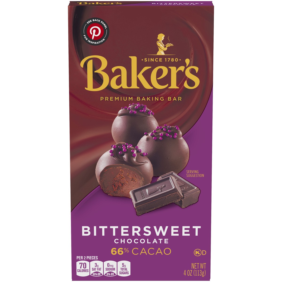 slide 9 of 14, Baker's Bittersweet Chocolate Premium Baking Bar with 66% Cacao, 4 oz Box, 4 oz