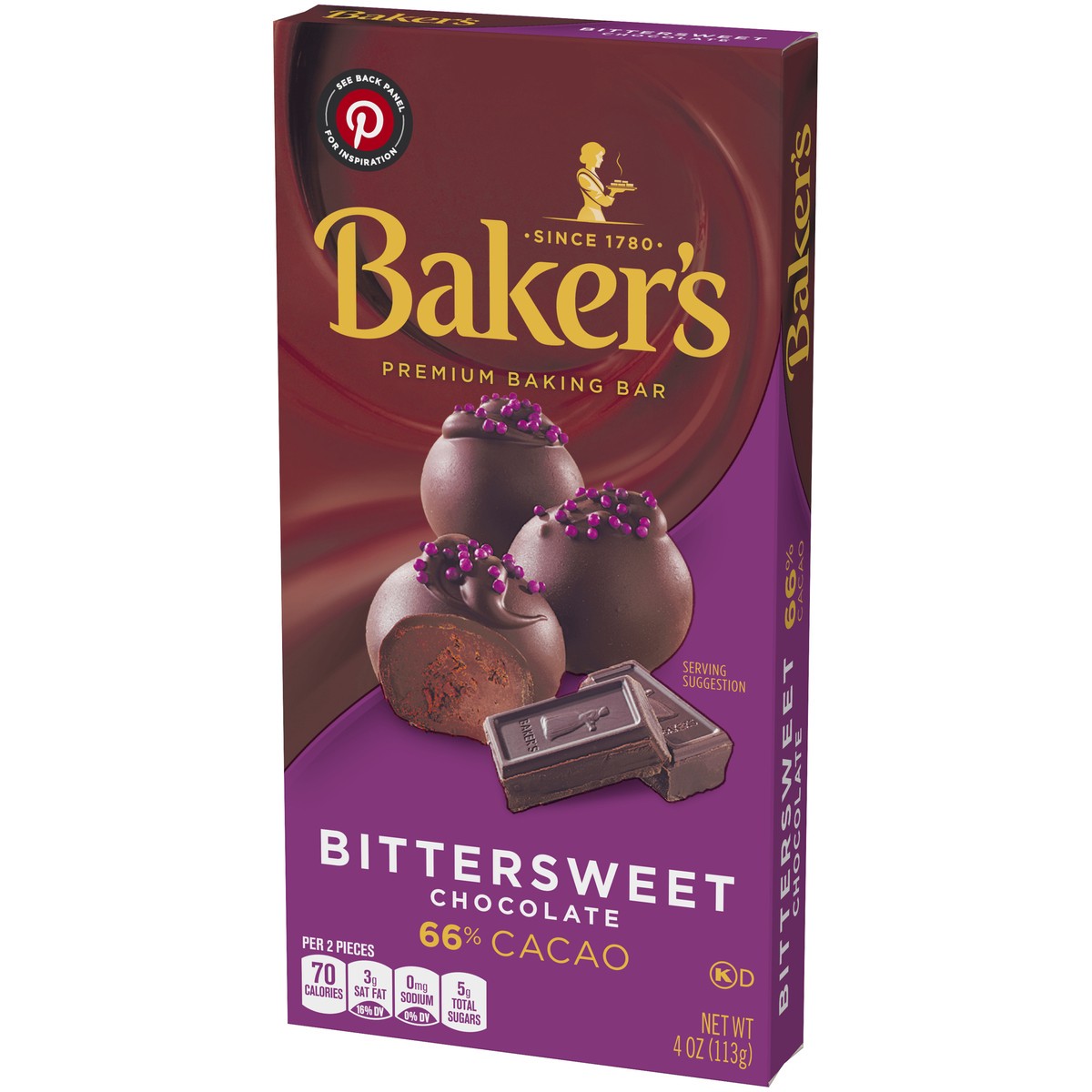 slide 4 of 14, Baker's Bittersweet Chocolate Premium Baking Bar with 66% Cacao, 4 oz Box, 4 oz