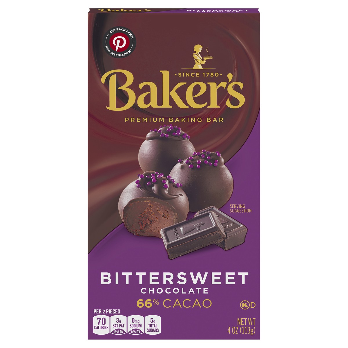 slide 5 of 14, Baker's Bittersweet Chocolate Premium Baking Bar with 66% Cacao, 4 oz Box, 4 oz