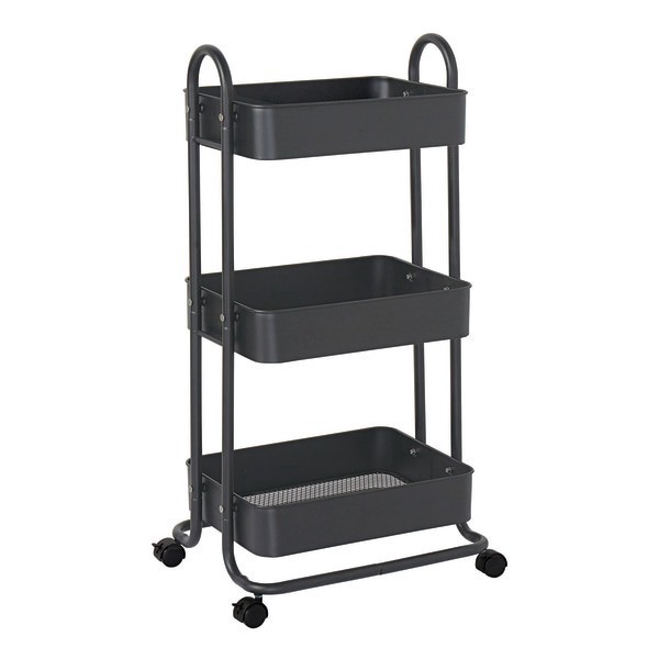 slide 4 of 4, Realspace Mobile 3-Tier Storage Cart, 35-5/8""H X 17-15/16""W X 14-5/16""D, Gray, 1 ct