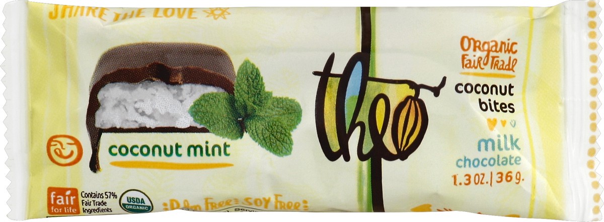 slide 5 of 5, Theo Milk Chocolate Coconut Mint, 1.3 oz