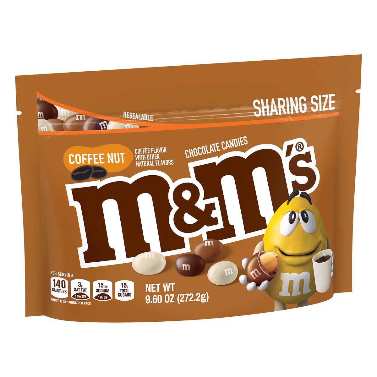 slide 2 of 9, M&M'S Coffee Nut Peanut Chocolatedy Sharing Size, 9.6 oz