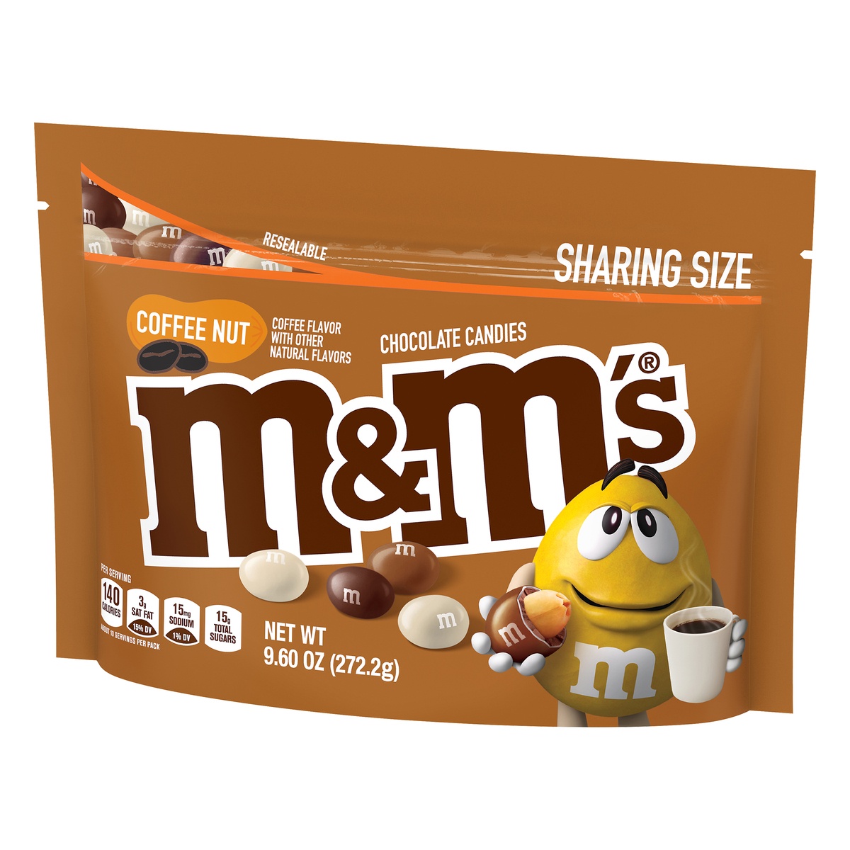 slide 3 of 9, M&M'S Coffee Nut Peanut Chocolatedy Sharing Size, 9.6 oz