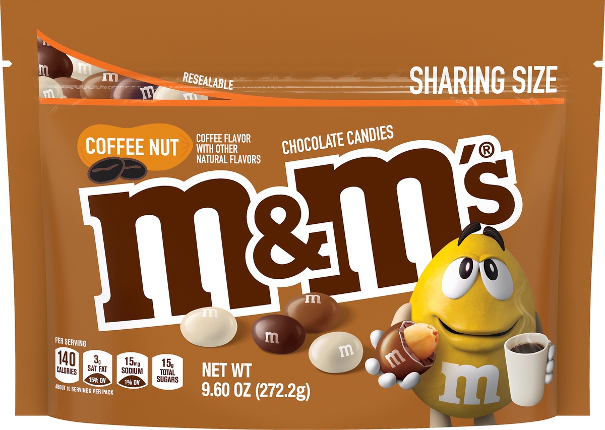 slide 8 of 9, M&M'S Coffee Nut Peanut Chocolatedy Sharing Size, 9.6 oz