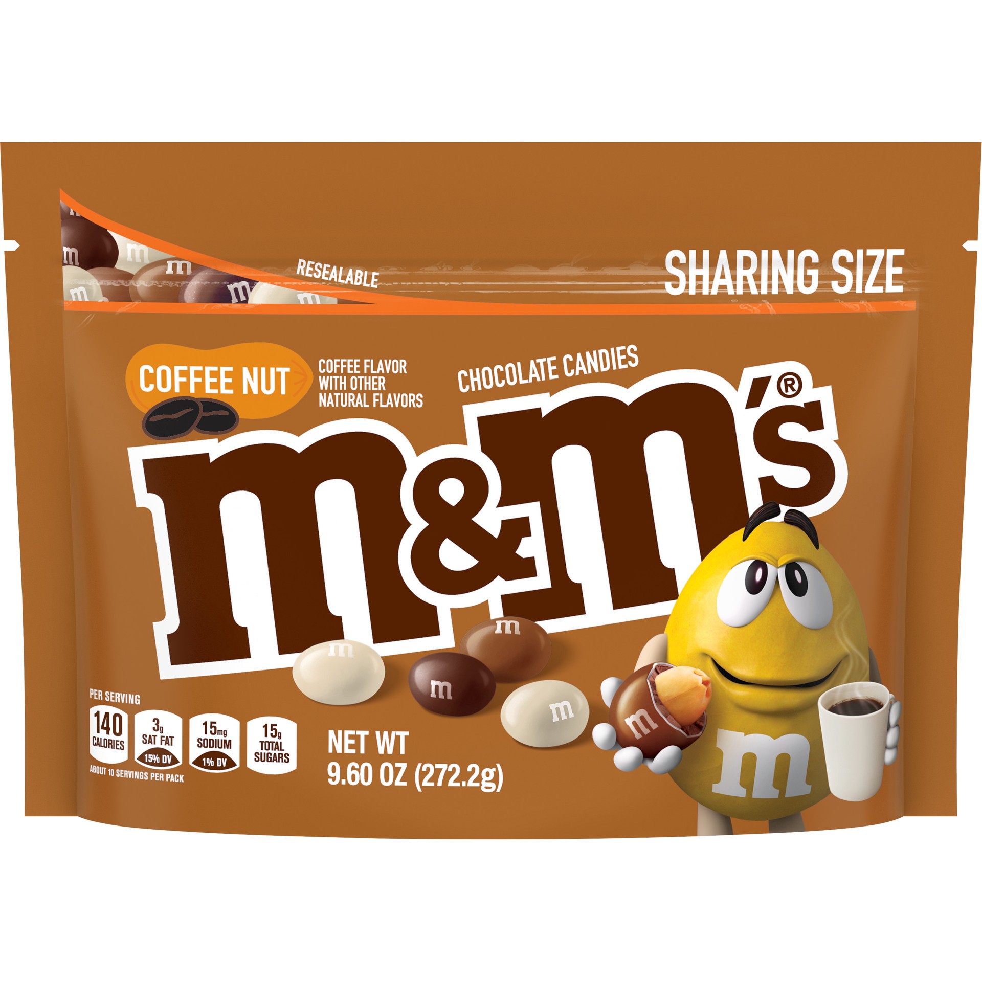 slide 1 of 7, M&M's Coffee Nut Peanut Chocolate Candy Sharing Size 9.6-Ounce Bag, 9.6 oz