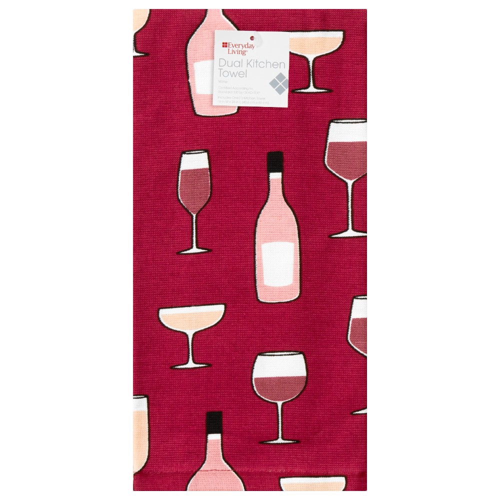 slide 3 of 3, Everyday Living® Wine Dual Terry Kitchen Towel, 1 ct