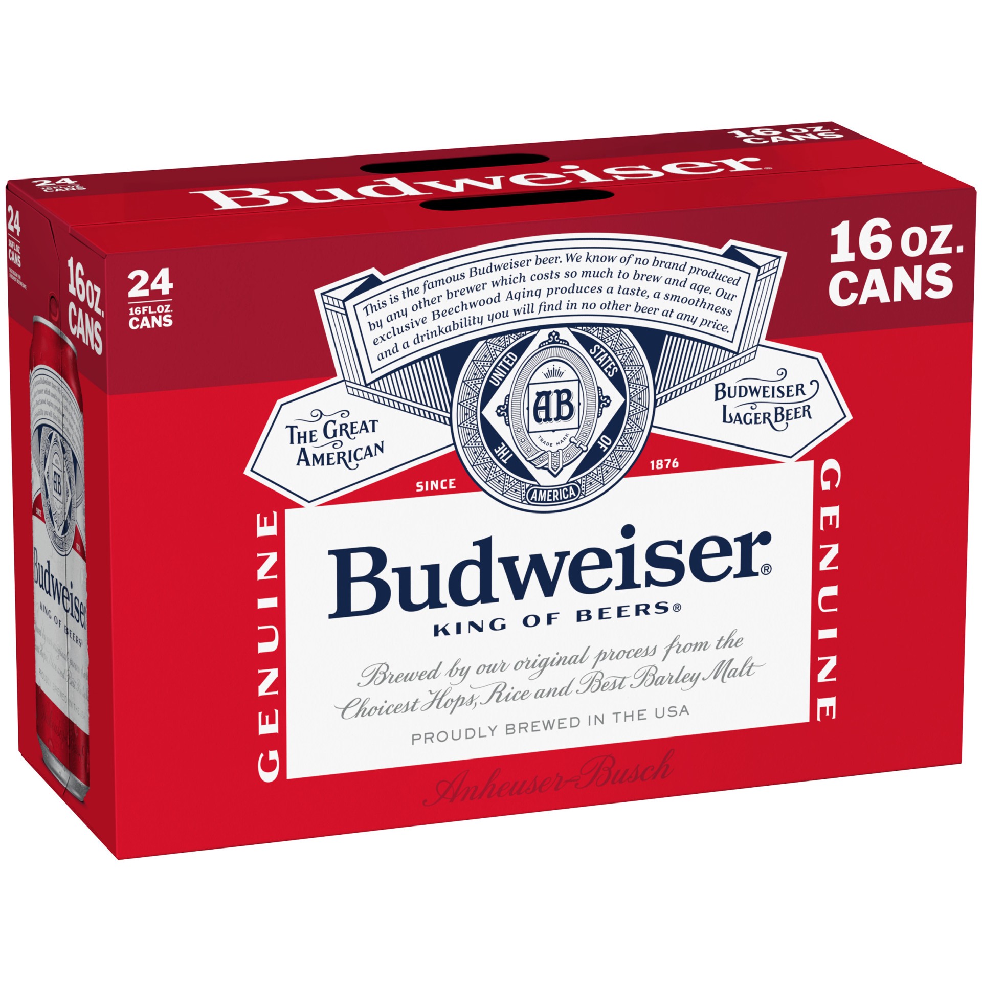 slide 1 of 4, Budweiser 24x16 oz Can Suitcase CARRIER - Revised Callout, 24 ct; 16 fl oz