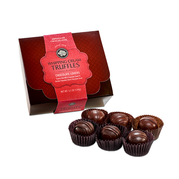 slide 1 of 1, Abdallah Candies Chocolate Lovers Whipping Cream Truffles Gift Box, 5.1 oz