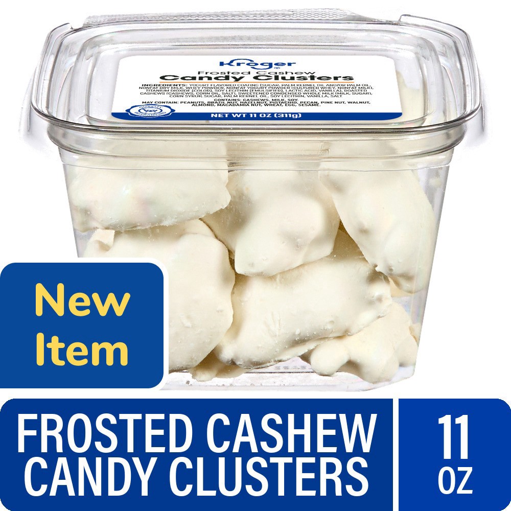 slide 1 of 1, Kroger® Frosted Cashew Candy Clusters, 11 oz