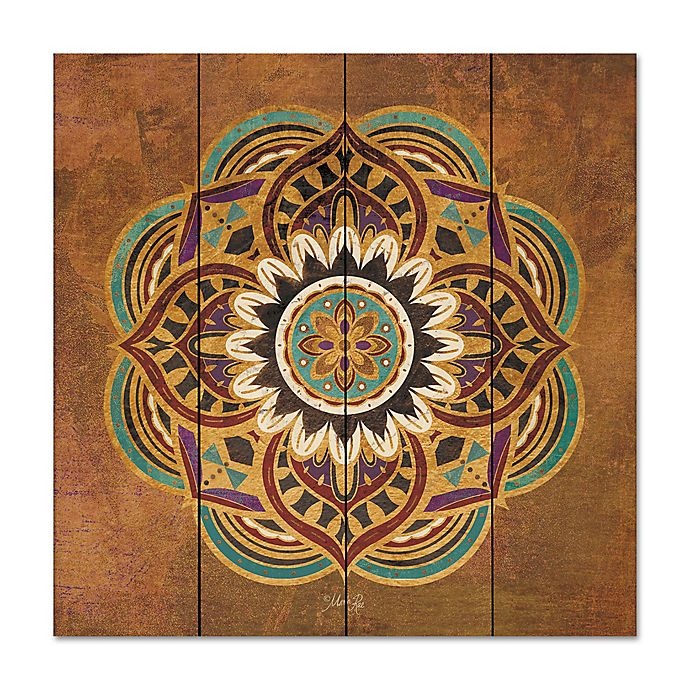 slide 1 of 2, Courtside Market Boho Medallion II Square Wood Wall Art, 12 in