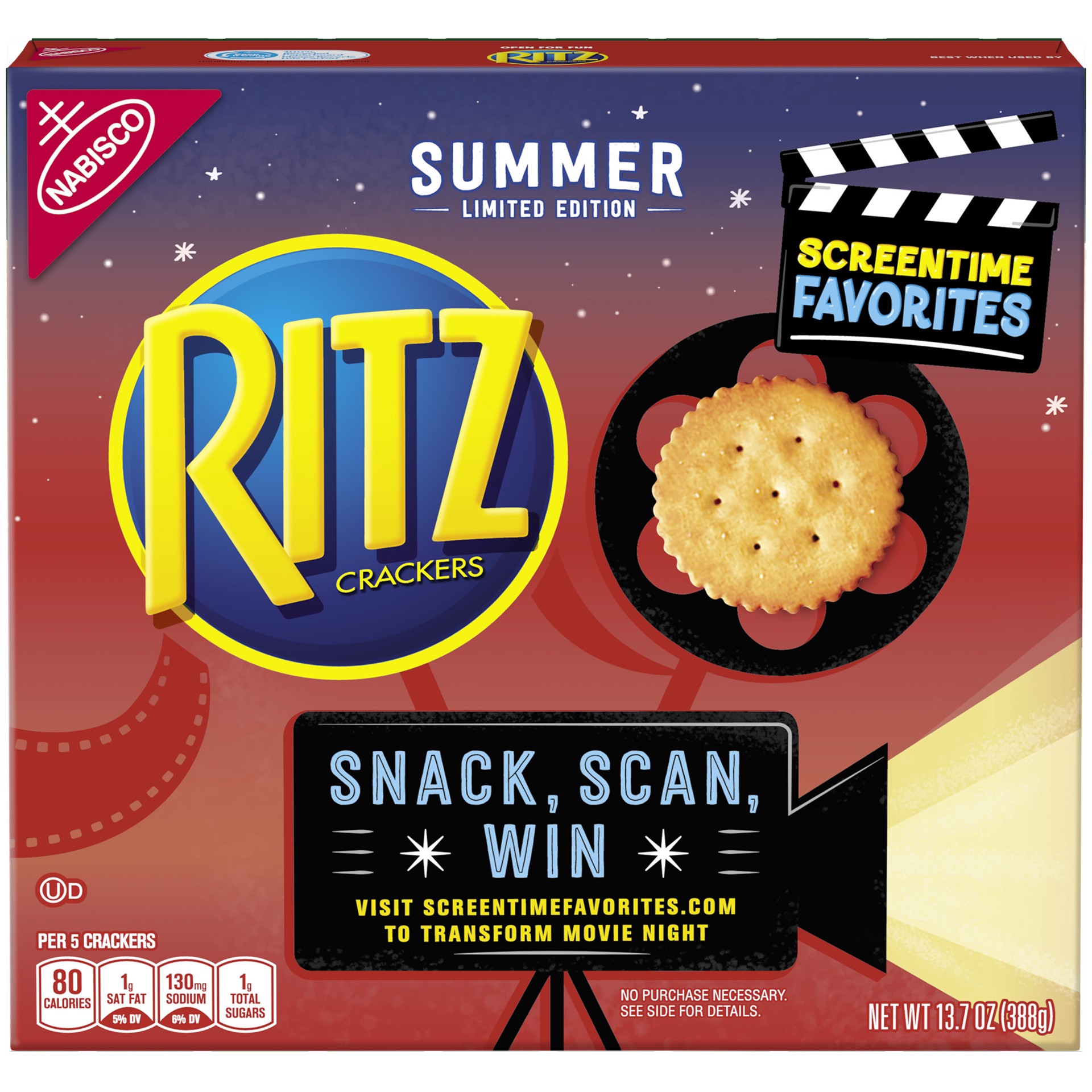 slide 1 of 5, RITZ Crackers, Original Flavor, Summer Edition, 1 Box (13.7 oz.), 1.01 lb