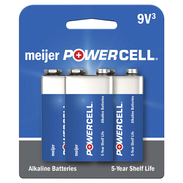 slide 1 of 1, Meijer Powercell Alkaline 9-Volt - 3 Pack, 3 ct