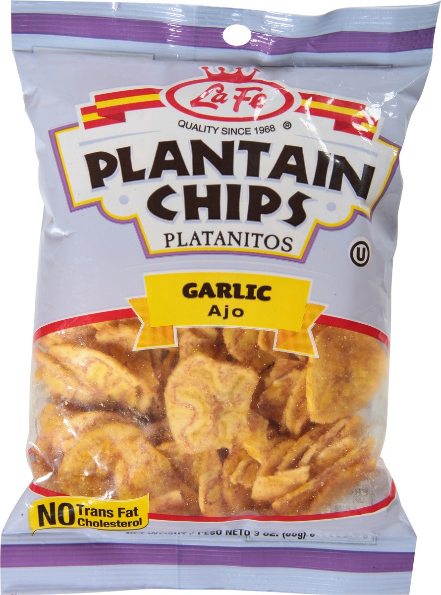 slide 9 of 9, La Fe Garlic Plantain Chips - 3 oz, 3 oz