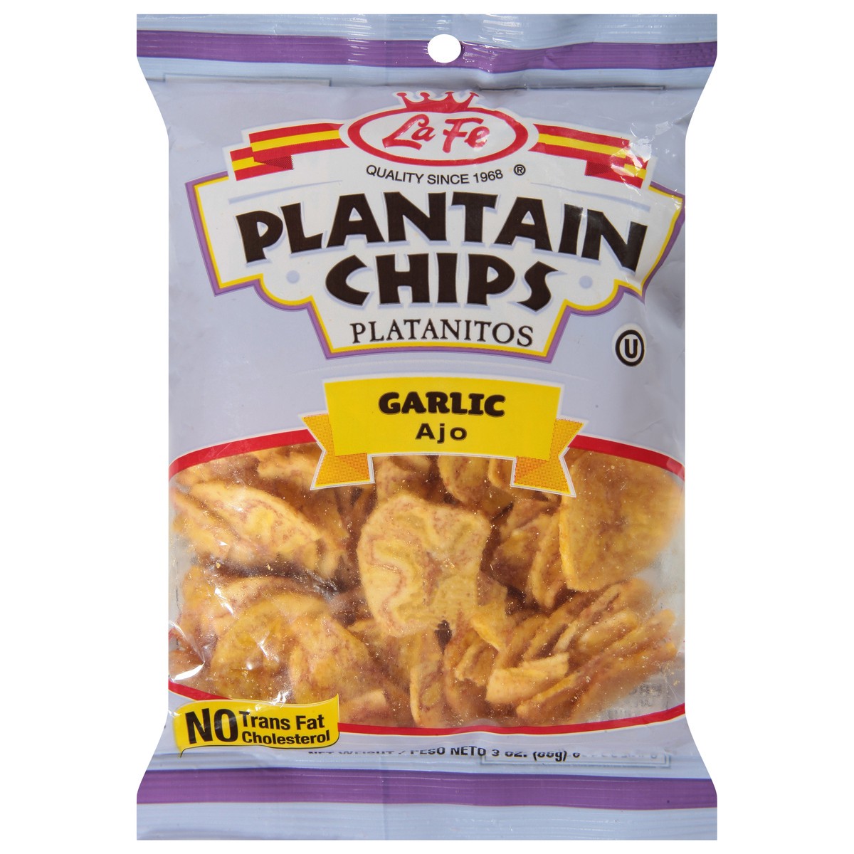 slide 1 of 9, La Fe Garlic Plantain Chips - 3 oz, 3 oz