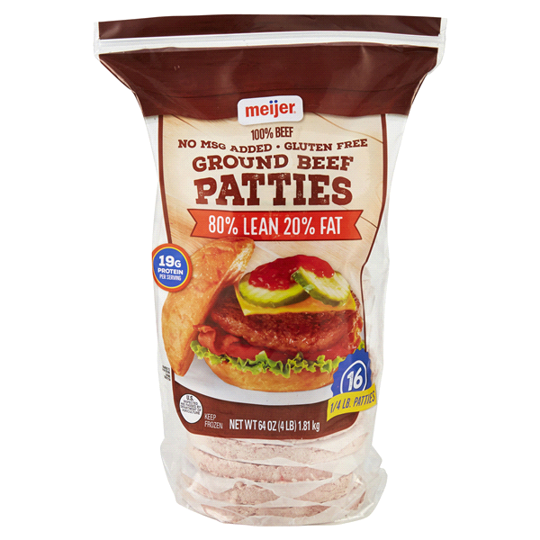 Meijer 80/20 Ground Beef Burger Patties 64 oz Shipt