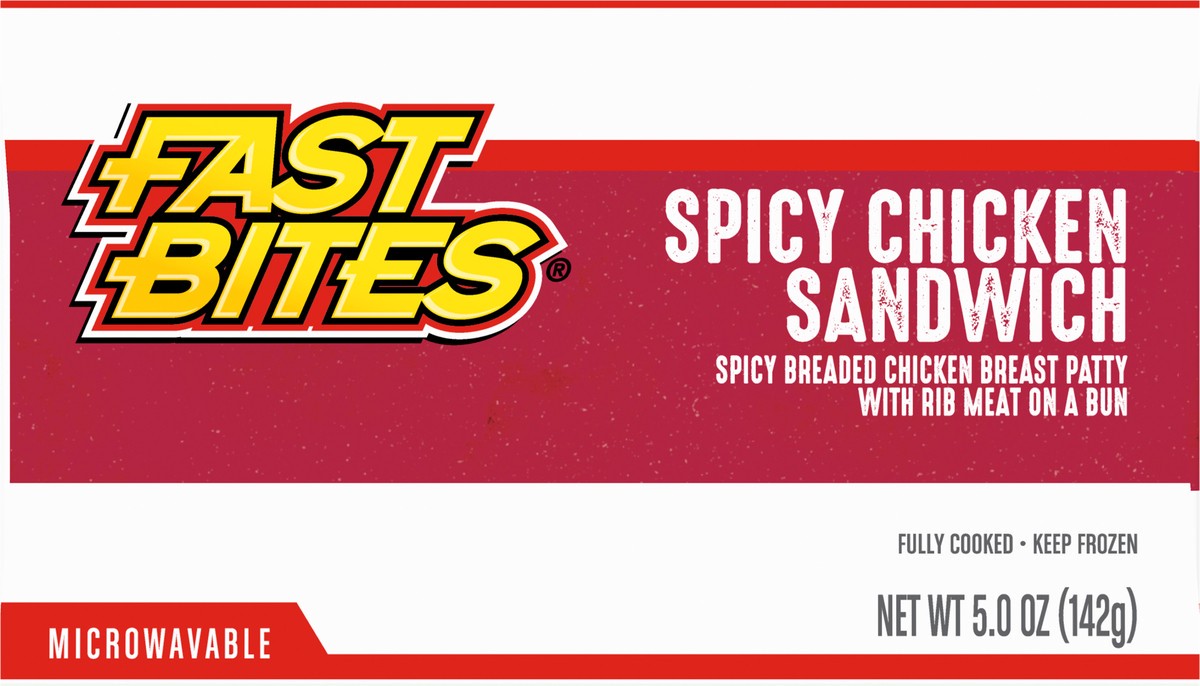 slide 4 of 9, Fast Bites Spicy Breaded Chicken Sandwich, 5 oz (Frozen), 141.75 g