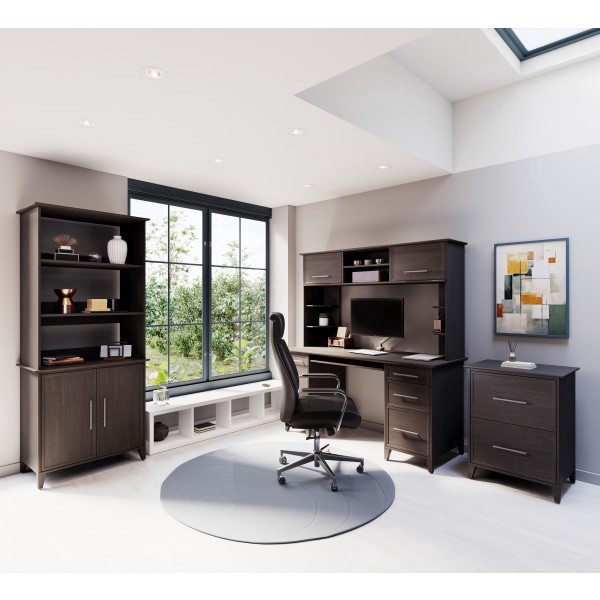 slide 5 of 6, Realspace® Koru 60""W Hutch For Koru L-Shaped Or Straight Computer Desks, Espresso Oak, 1 ct