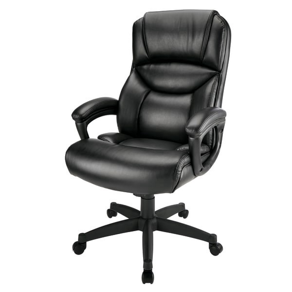 slide 7 of 7, Realspace® Fennington Bonded Leather High-Back Executive Office Chair, Black, BIFMA Compliant, 1 ct