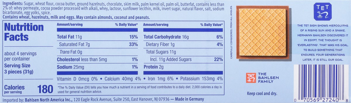 slide 9 of 9, Bahlsen Cookie Ohne Gleichen Milk, 4.4 oz