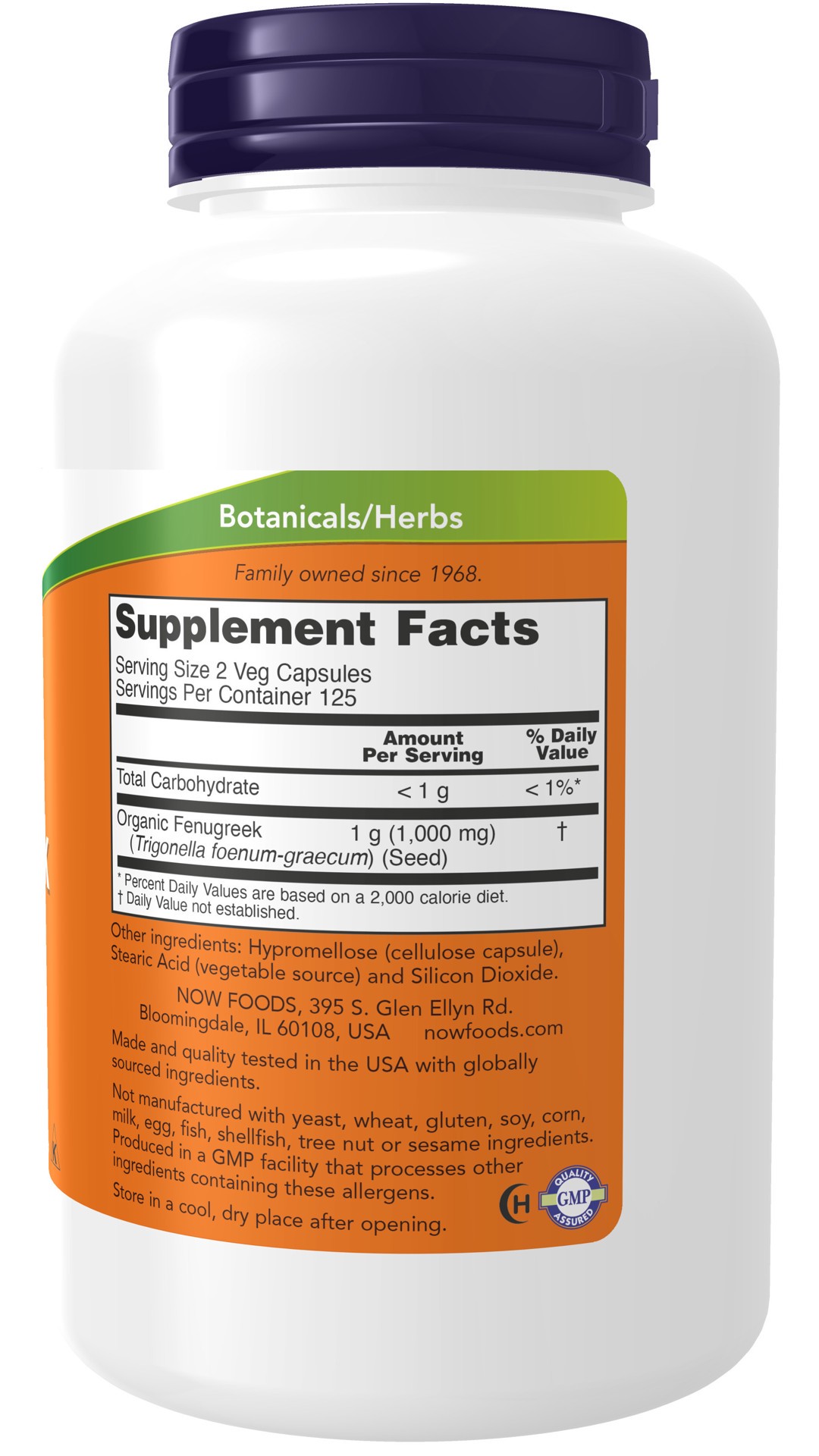 slide 3 of 4, NOW Fenugreek 500 mg - 250 Veg Capsules, 250 ct