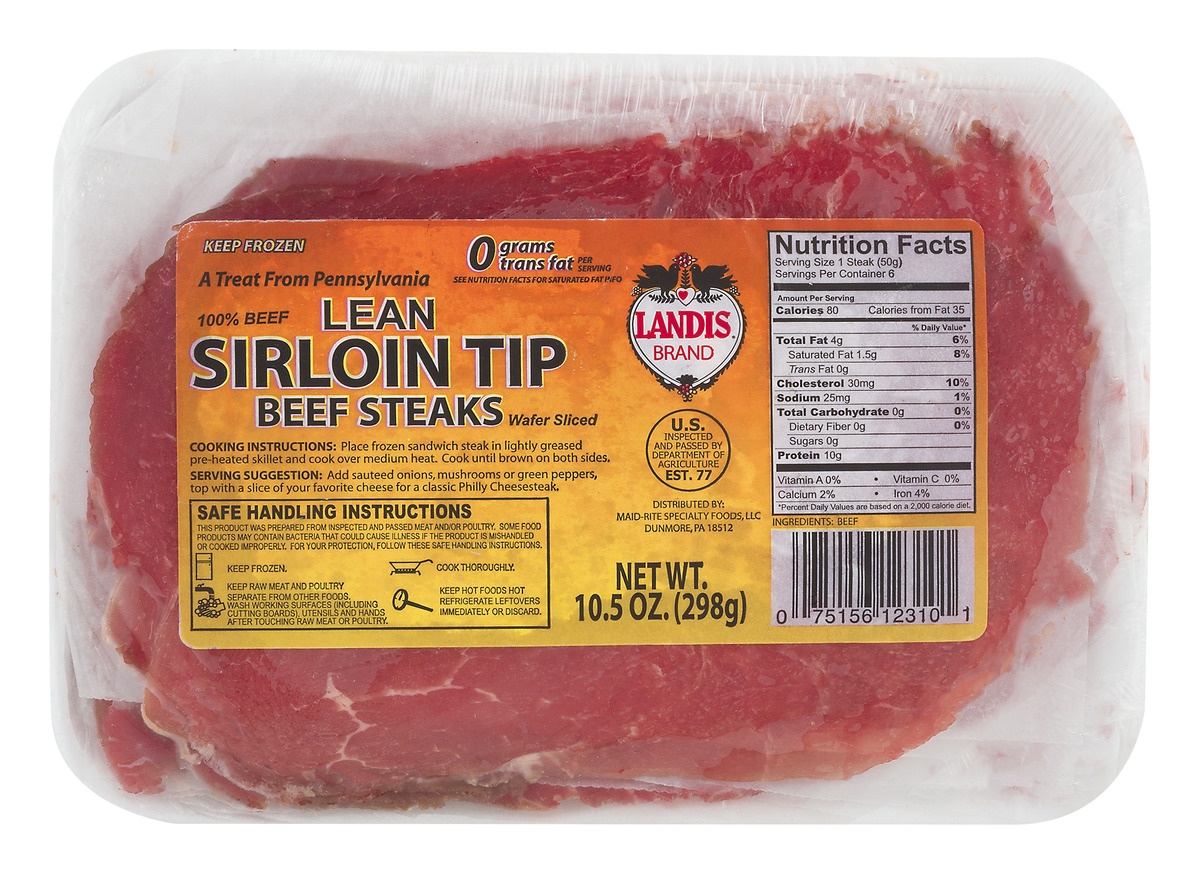 slide 1 of 1, Landis Brand Lean Sirloin Tip Beef Steaks, 10.5 oz