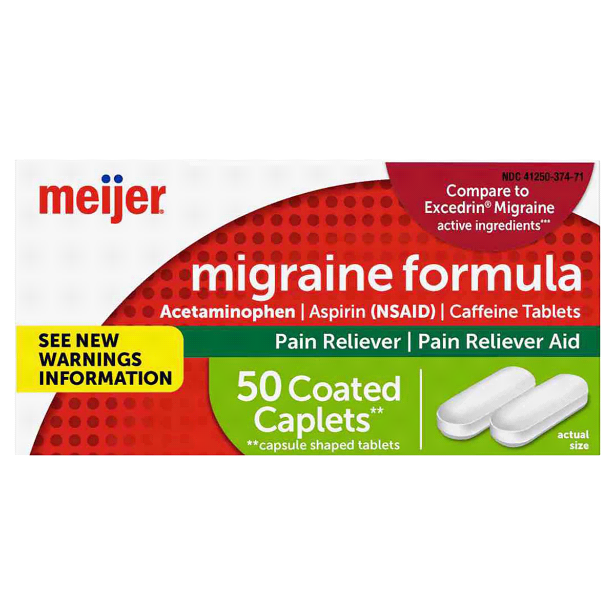 slide 1 of 29, Meijer Migraine Formula Tablets, 50 ct