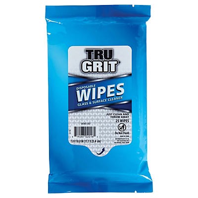 slide 1 of 6, Tru Grit Glass & Surface Cleaner Disposable Wipes, 25 ct