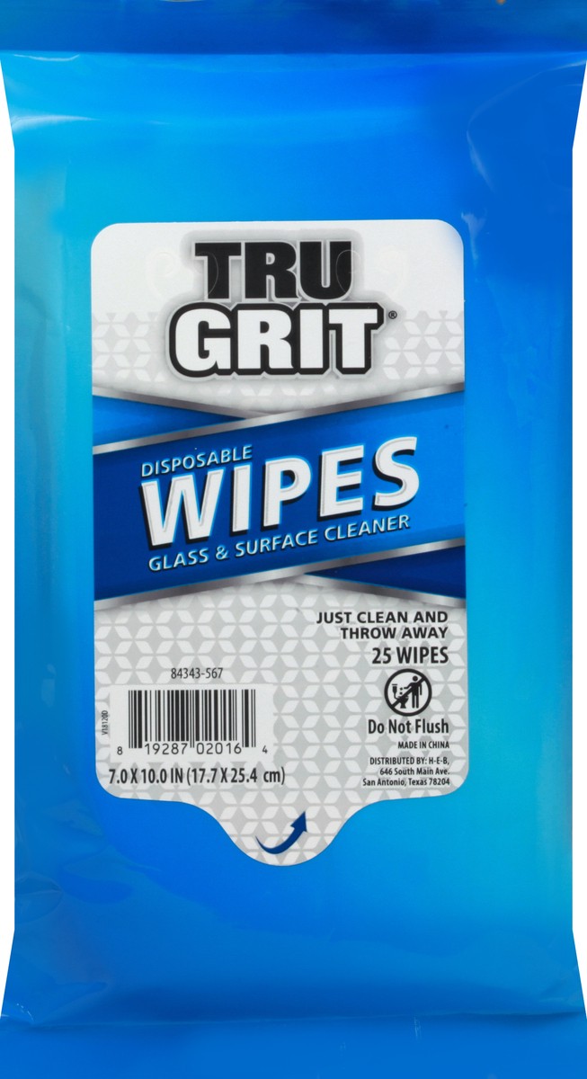 slide 4 of 6, Tru Grit Glass & Surface Cleaner Disposable Wipes, 25 ct