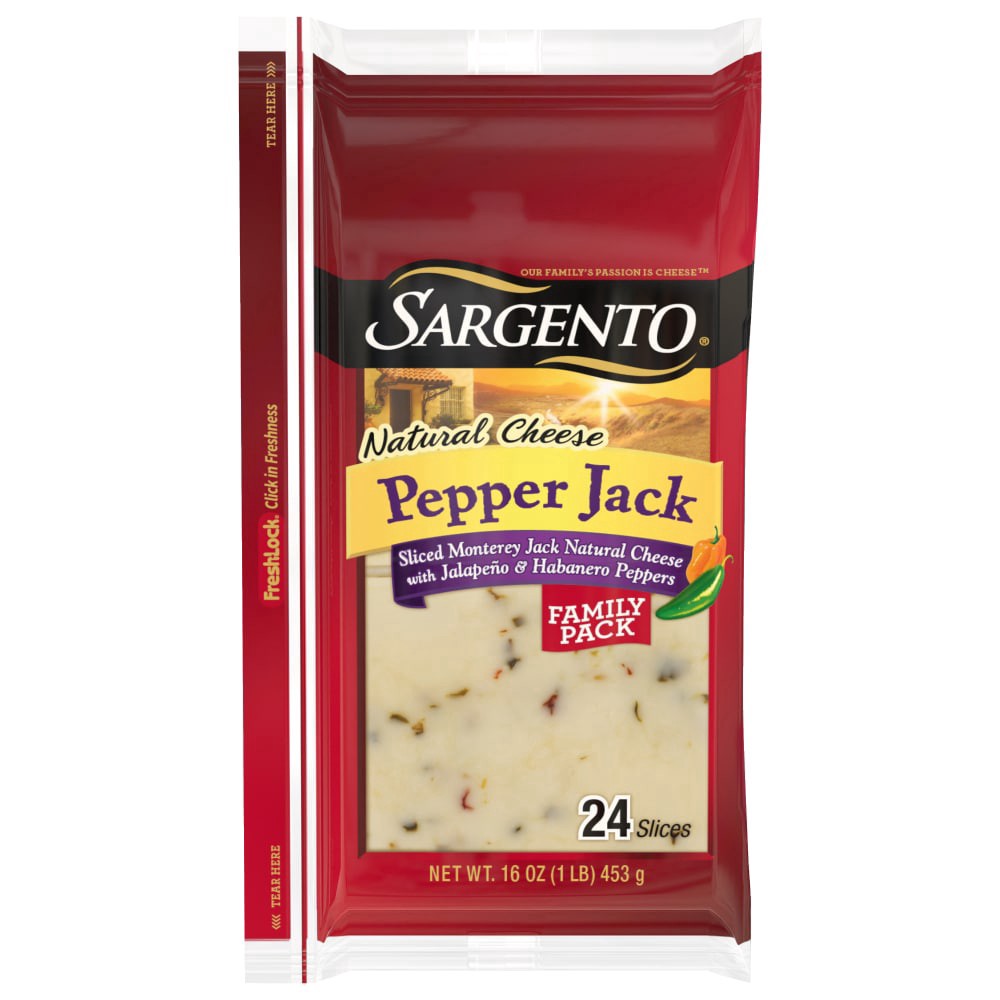 slide 1 of 7, Sargento Sliced Pepper Jack Natural Cheese, 24 slices, 16 oz