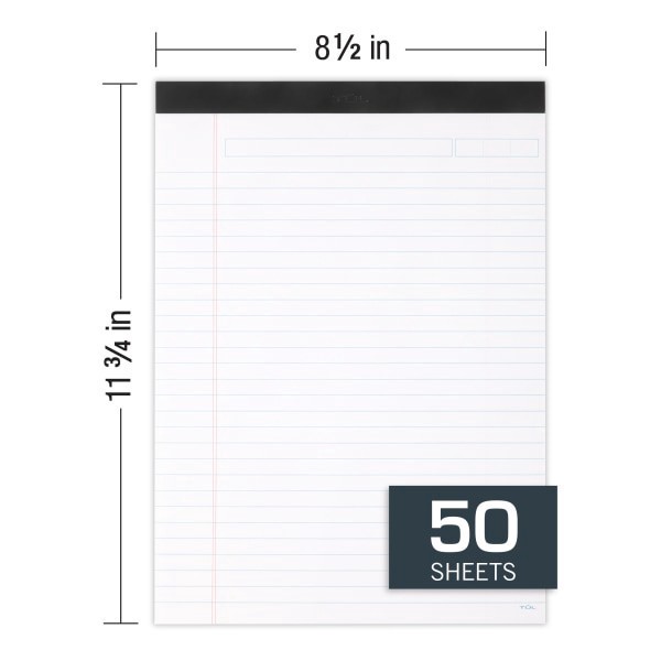 slide 2 of 7, TUL® Writing Pads, Letter Size, Wide Rule, 50 Sheets Per Pad, White, Pack Of 6 Pads, 6 ct