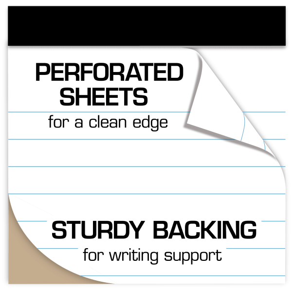slide 4 of 7, TUL® Writing Pads, Letter Size, Wide Rule, 50 Sheets Per Pad, White, Pack Of 6 Pads, 6 ct