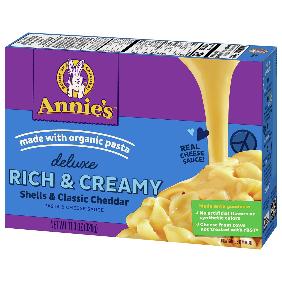 slide 7 of 9, Annie's Deluxe Macaroni & Cheese with Organic Pasta, Classic Real Cheddar Cheese & Shells, 11.3 oz, 11.3 oz