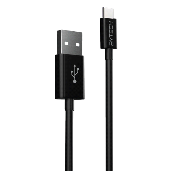 slide 1 of 1, Bytech Type-C Charge and Sync Cable, Black, 3.5 ft