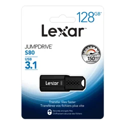 Lexar Jumpdrive S80 Usb 3.1 Flash Drive, 128Gb, Black, Ljds80-128Bnbnu
