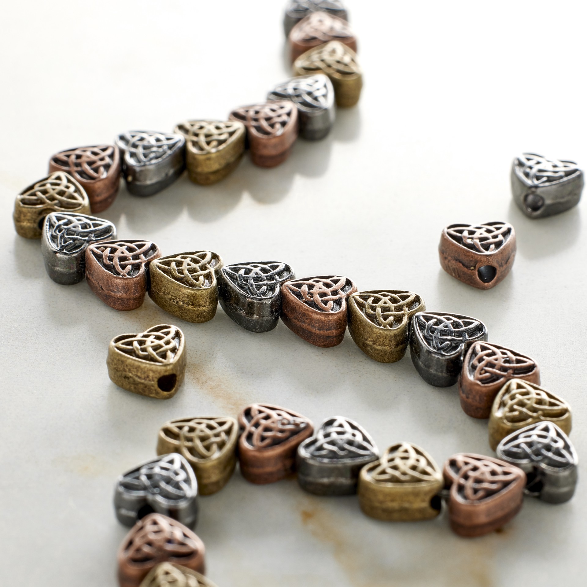 slide 3 of 3, Multicolor Plated Metal Heart Beads, 6mm By Bead Landing, 6 mm
