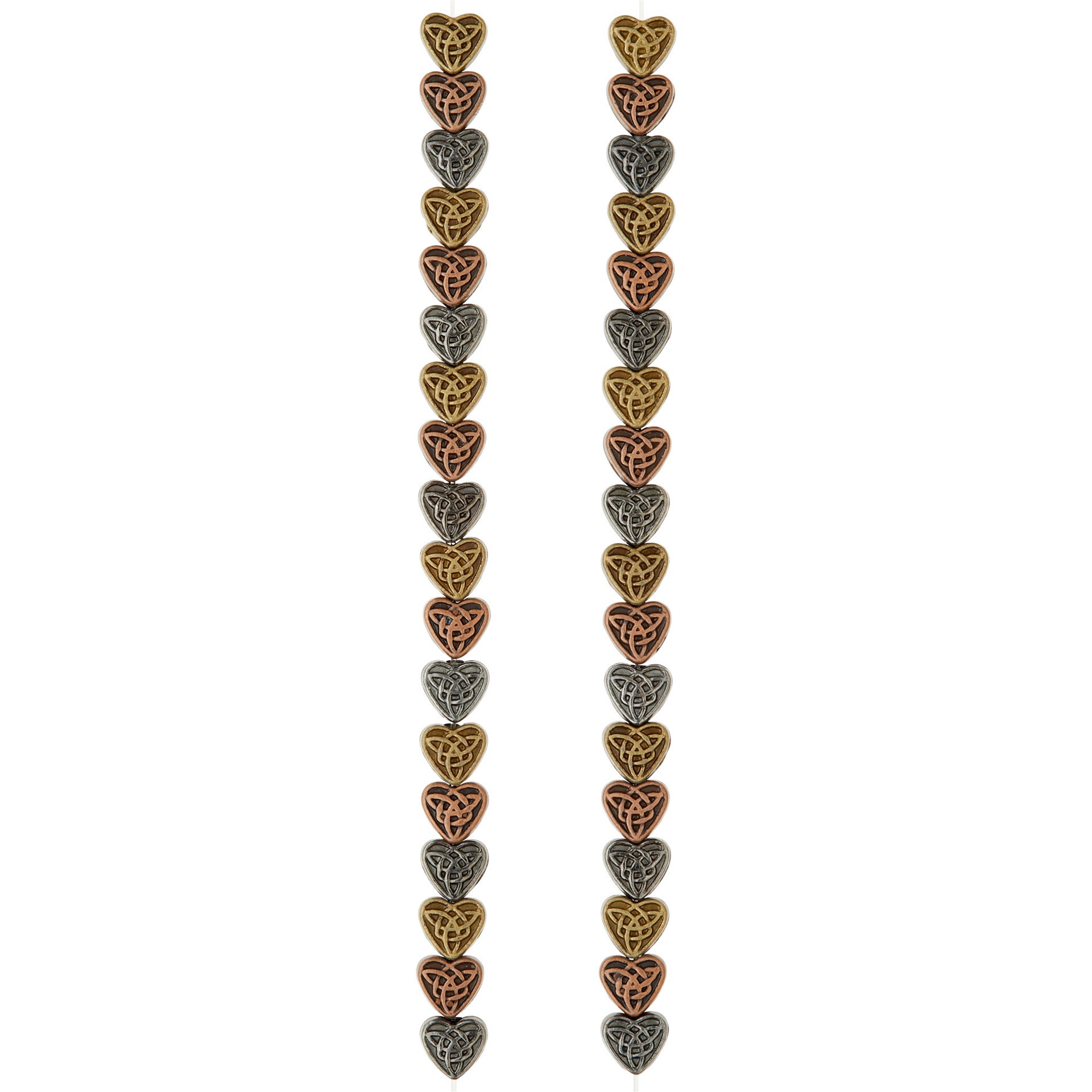 slide 2 of 3, Multicolor Plated Metal Heart Beads, 6mm By Bead Landing, 6 mm