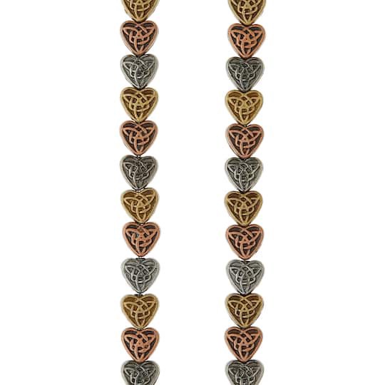 slide 1 of 3, Multicolor Plated Metal Heart Beads, 6mm By Bead Landing, 6 mm