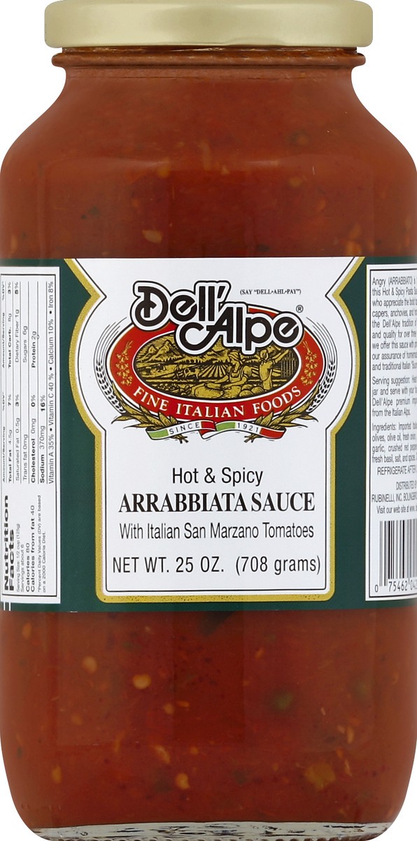 slide 5 of 6, Dell'Alpe Dellalpe Hot Spicy Arrabbiata Sauxe, 25 oz