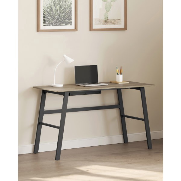 slide 7 of 10, Realspace® Nashira 52""W Computer Desk With Detachable Hutch, Light Oak/Gray, 1 ct