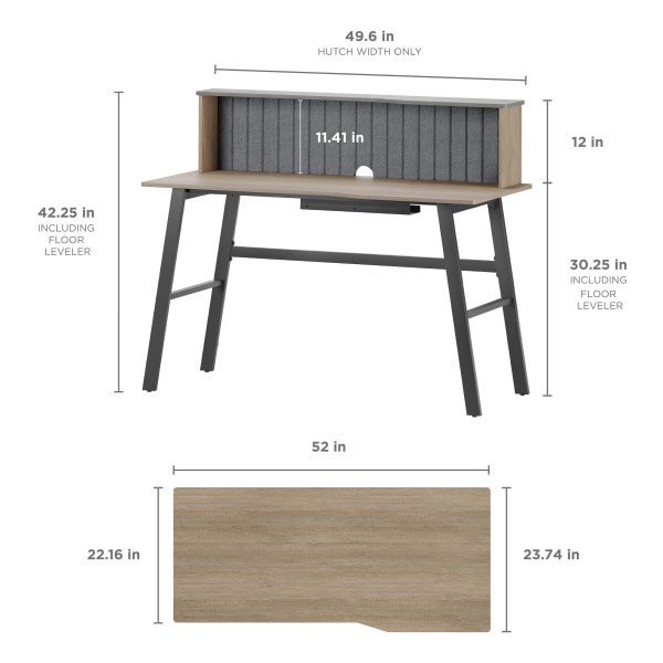 slide 3 of 10, Realspace® Nashira 52""W Computer Desk With Detachable Hutch, Light Oak/Gray, 1 ct
