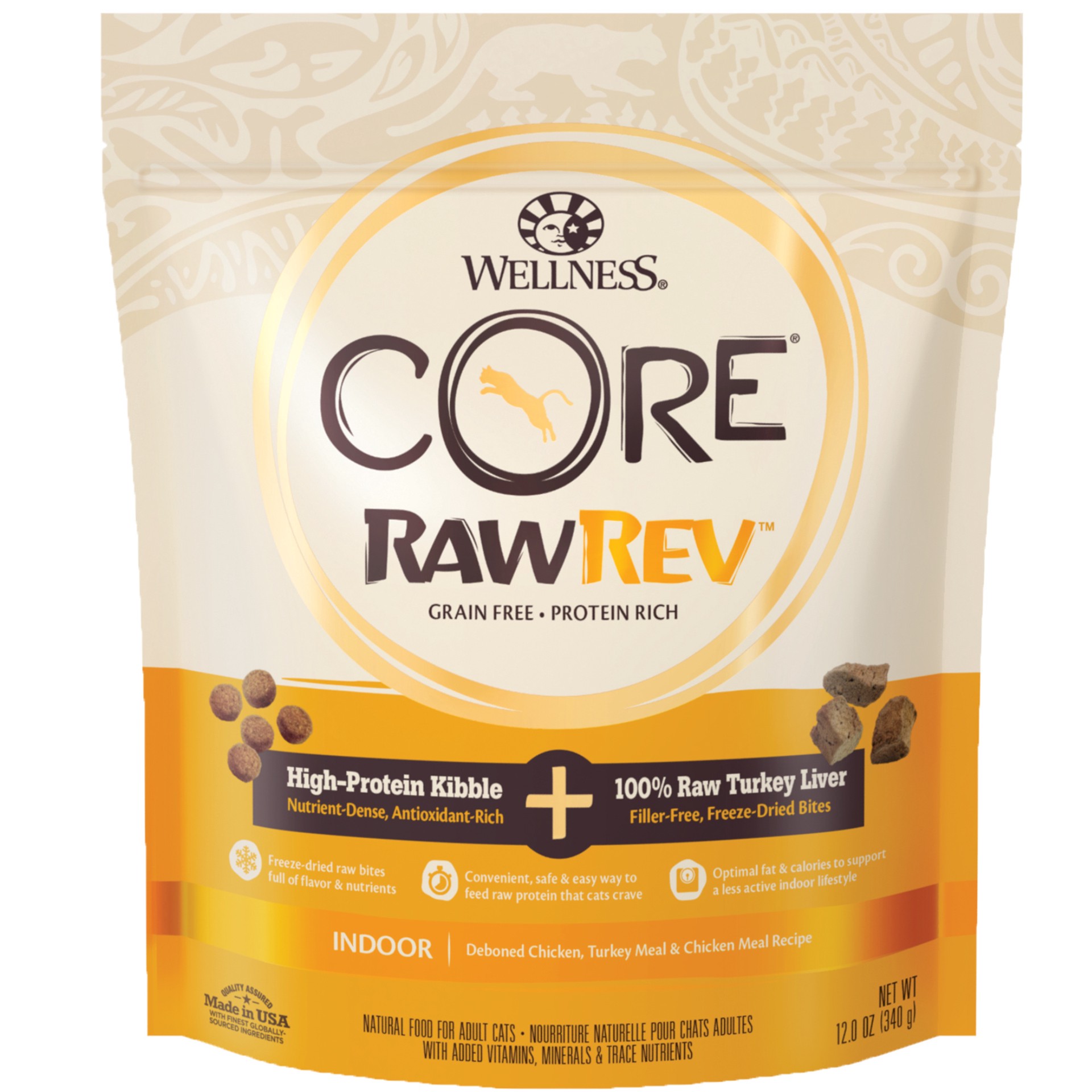 slide 1 of 5, Wellness CORE Rawrev Indoor Deboned Chicken, Turkey Meal & Chicken Meal Recipe, 12 oz Bag, 12 oz
