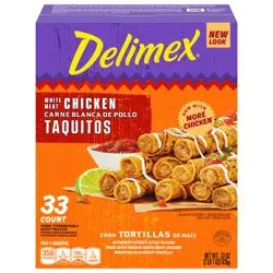 Delimex White Meat Chicken Taquitos Frozen Snacks, 33 ct Box