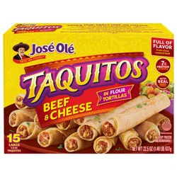 José Olé Beef & Cheese Flour Taquitos, 22.5 oz, 15 Count